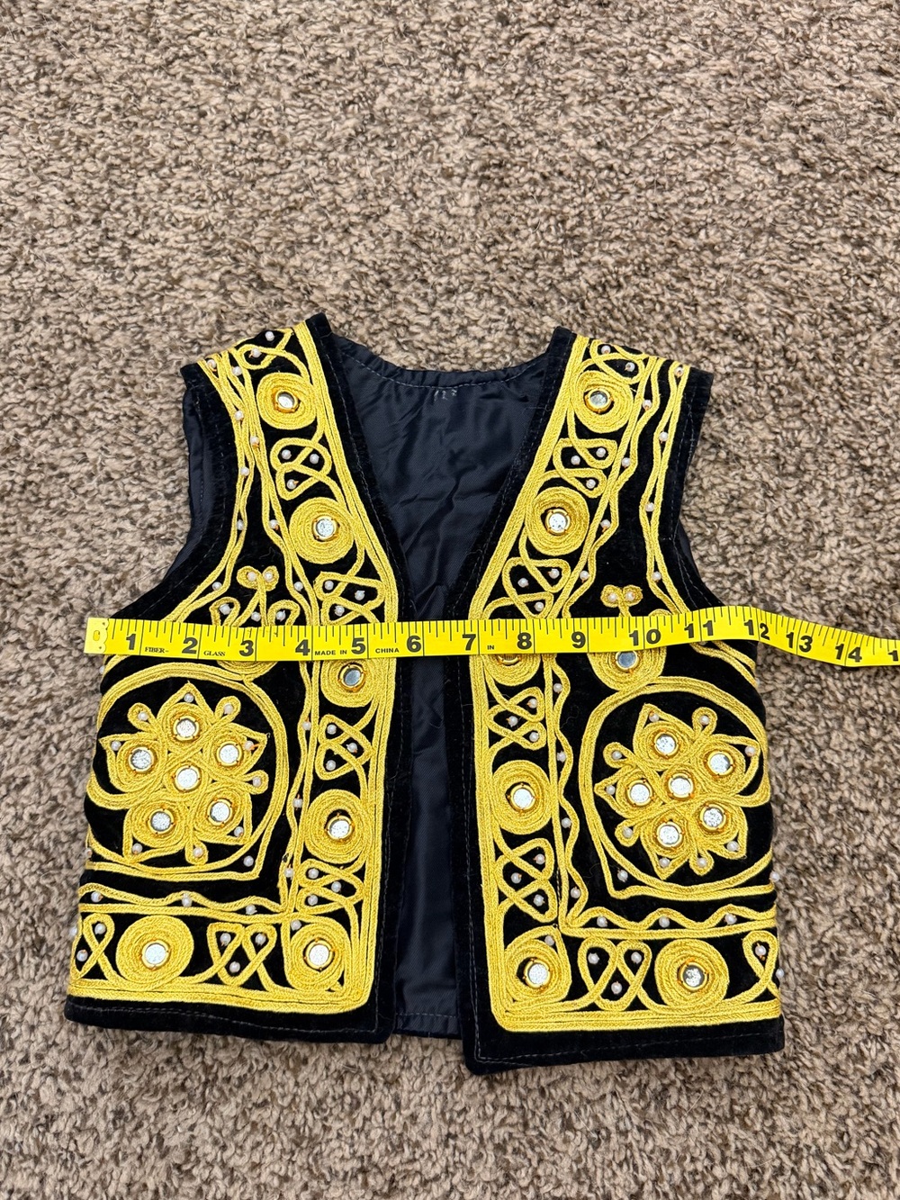 Vintage Kids Black Mirrored Afghan Vest - Picture 4 of 5